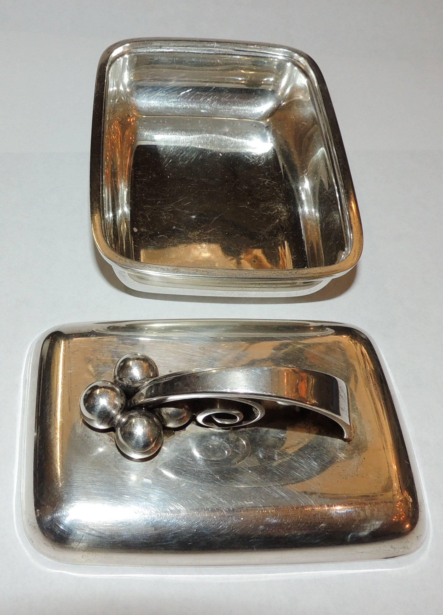 Wonderful Alfonse La Paglia Georg Jensen Sterling Silver Modernist Box Handle For Sale 2