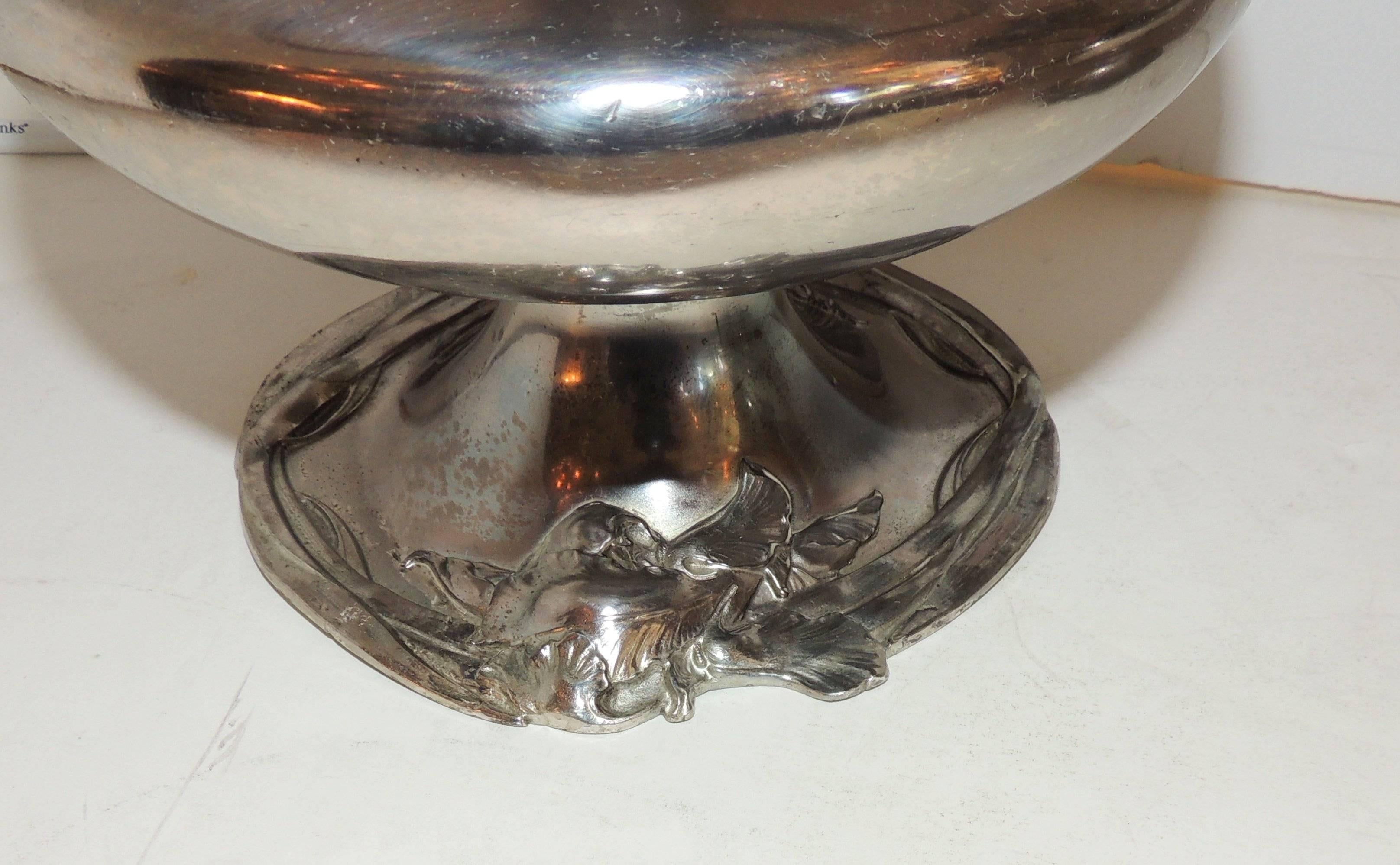 Large Pair of Reed & Barton Art Nouveau Silver Plate Urn Handle Vases WMF Urns For Sale 3