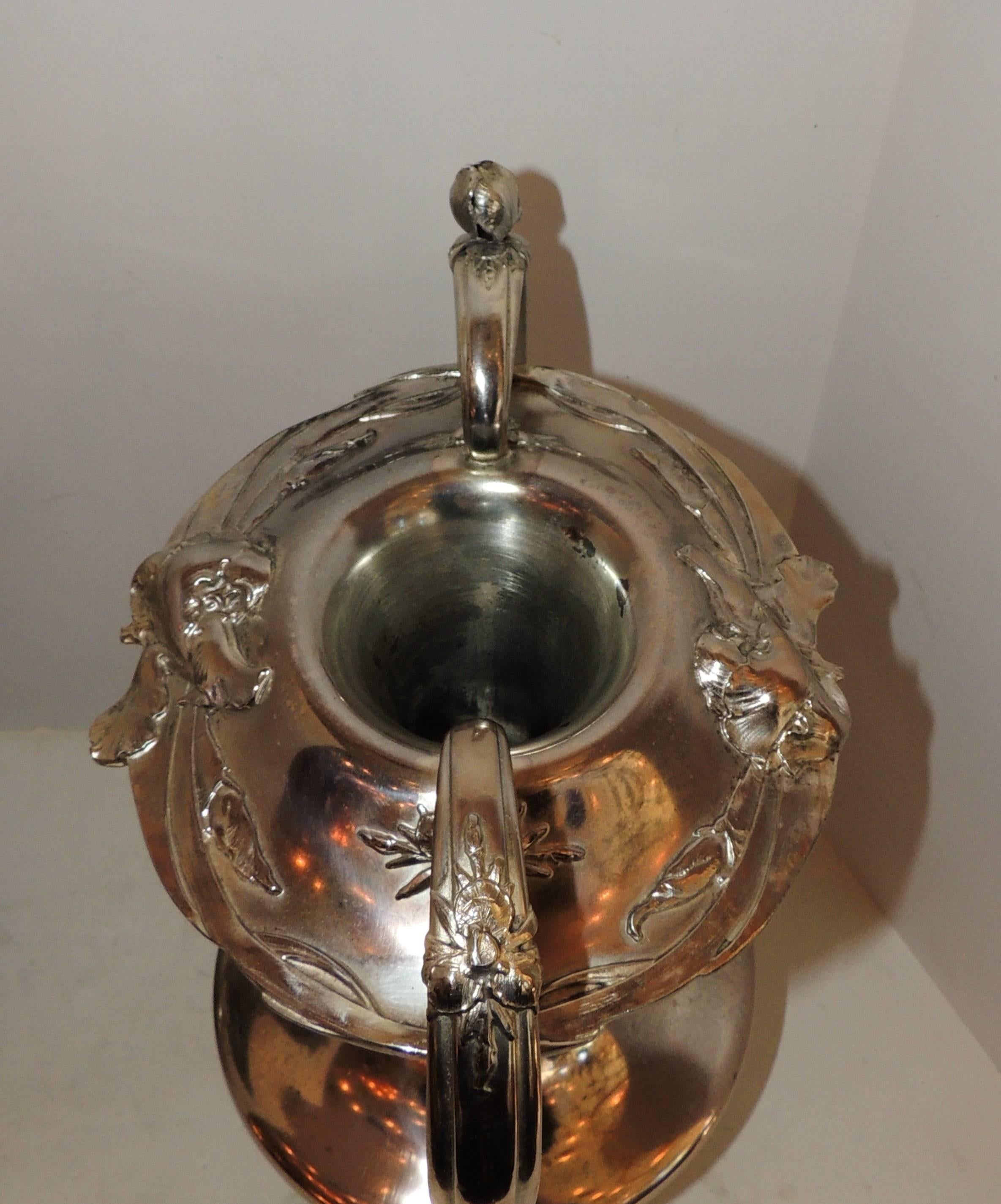 Large Pair of Reed & Barton Art Nouveau Silver Plate Urn Handle Vases WMF Urns For Sale 5
