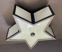 Mid-Century Modern Bronze Silver Gilt Star Glass Flush Mount Light Fixture