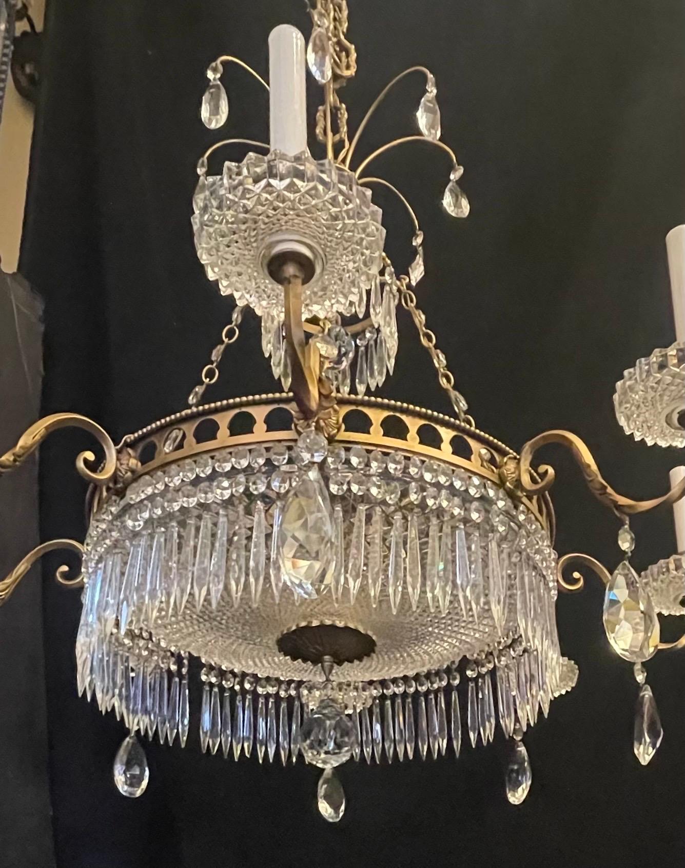 Dorato Splendido lampadario neoclassico a 12 luci in bronzo francese Regency Empire in vendita