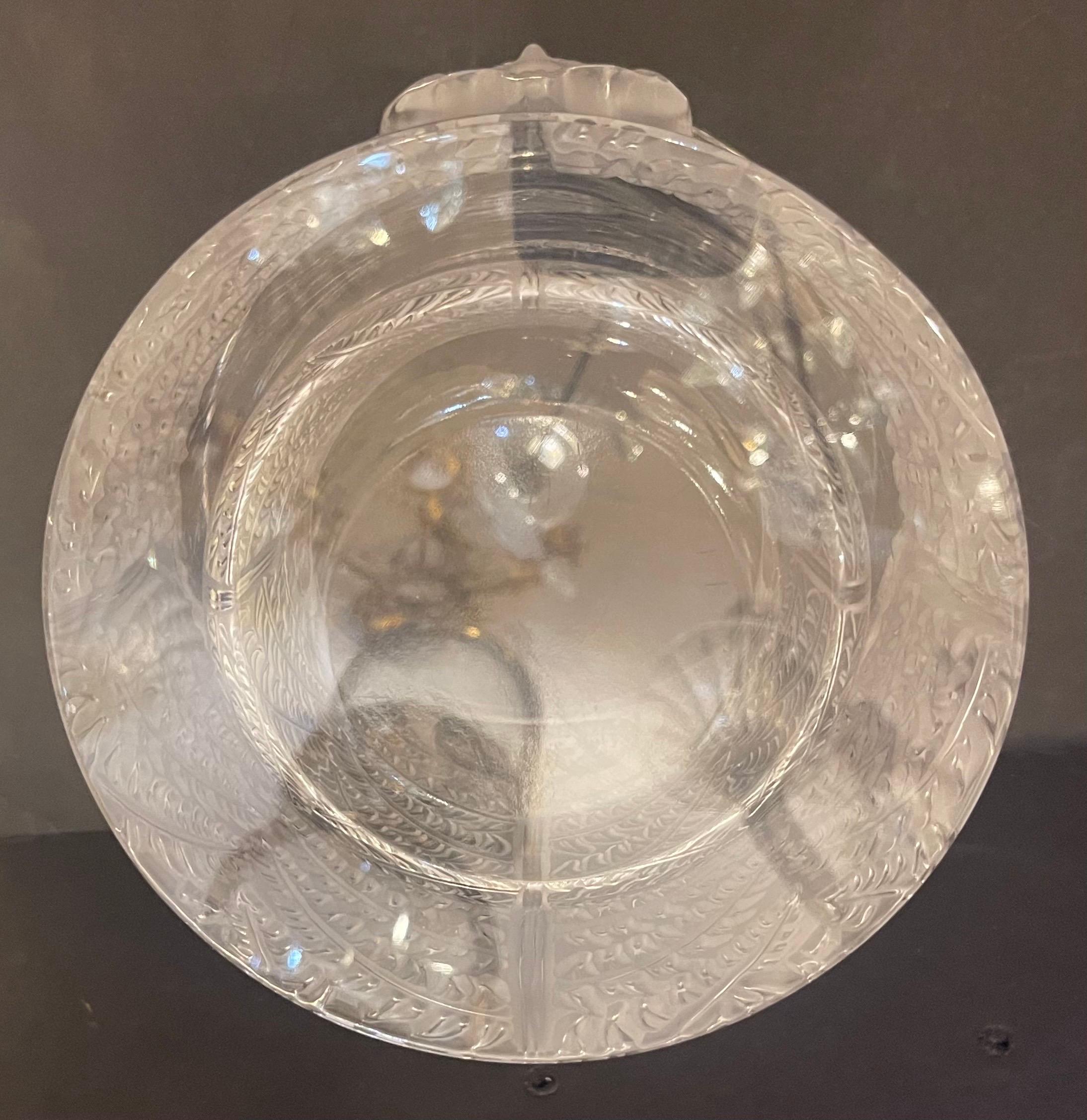 Cristallo Meraviglioso Lalique France Psyche Crystal Champagne Cooler Large Vase Relief Masks in vendita