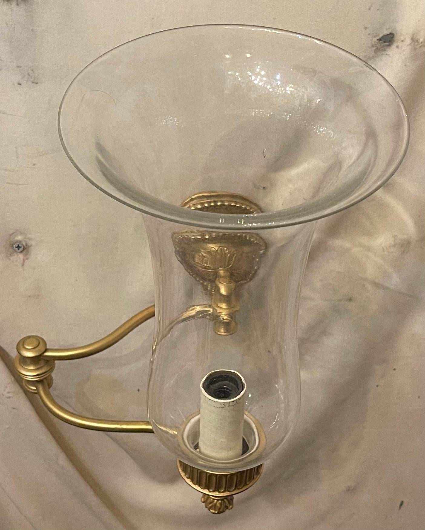 Wonderful Baguès Vaughan Empire Bronze Swing Arm Hurricane Sconce Wall Lamp For Sale 1