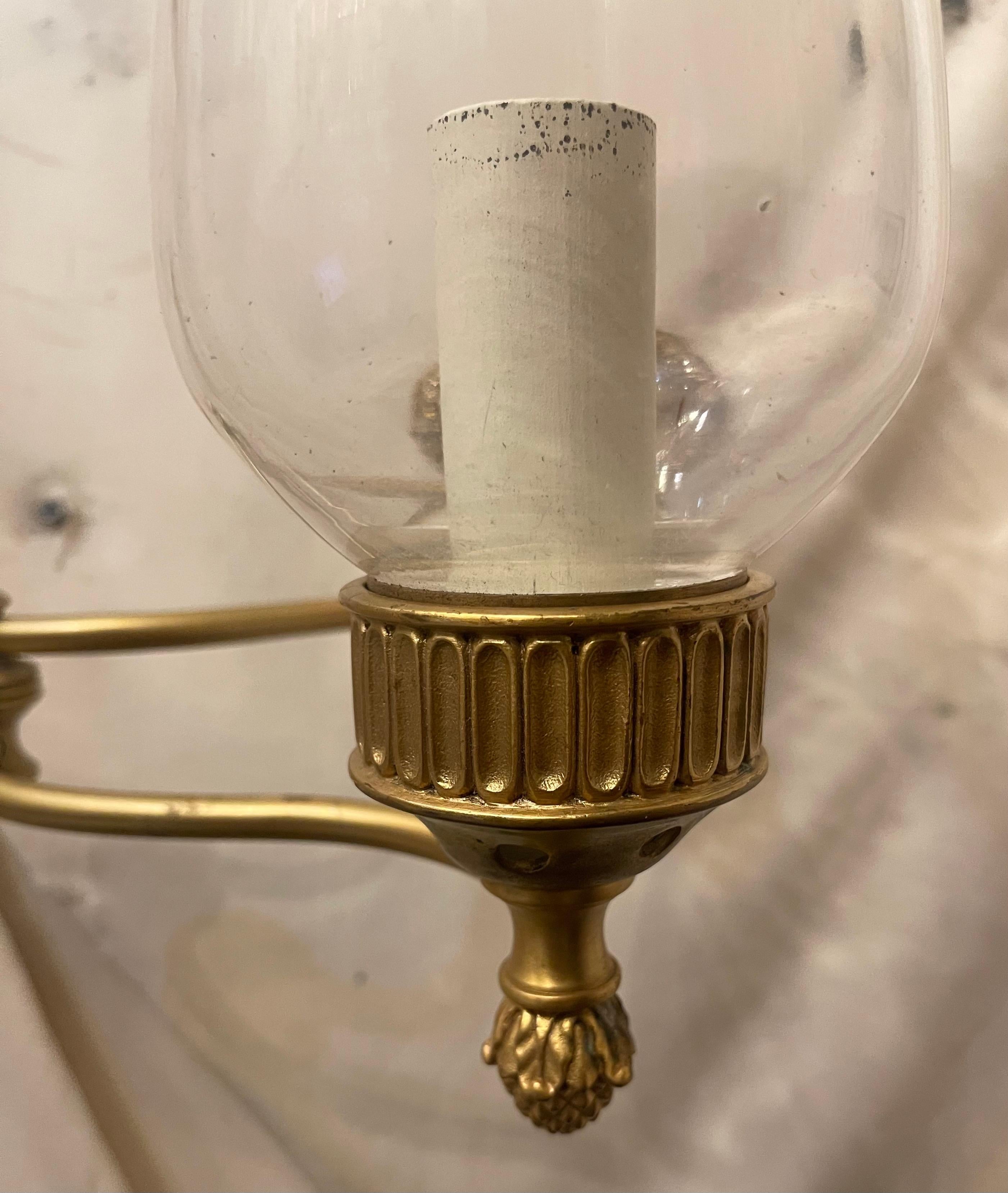 Wonderful Baguès Vaughan Empire Bronze Swing Arm Hurricane Sconce Wall Lamp In Good Condition For Sale In Roslyn, NY