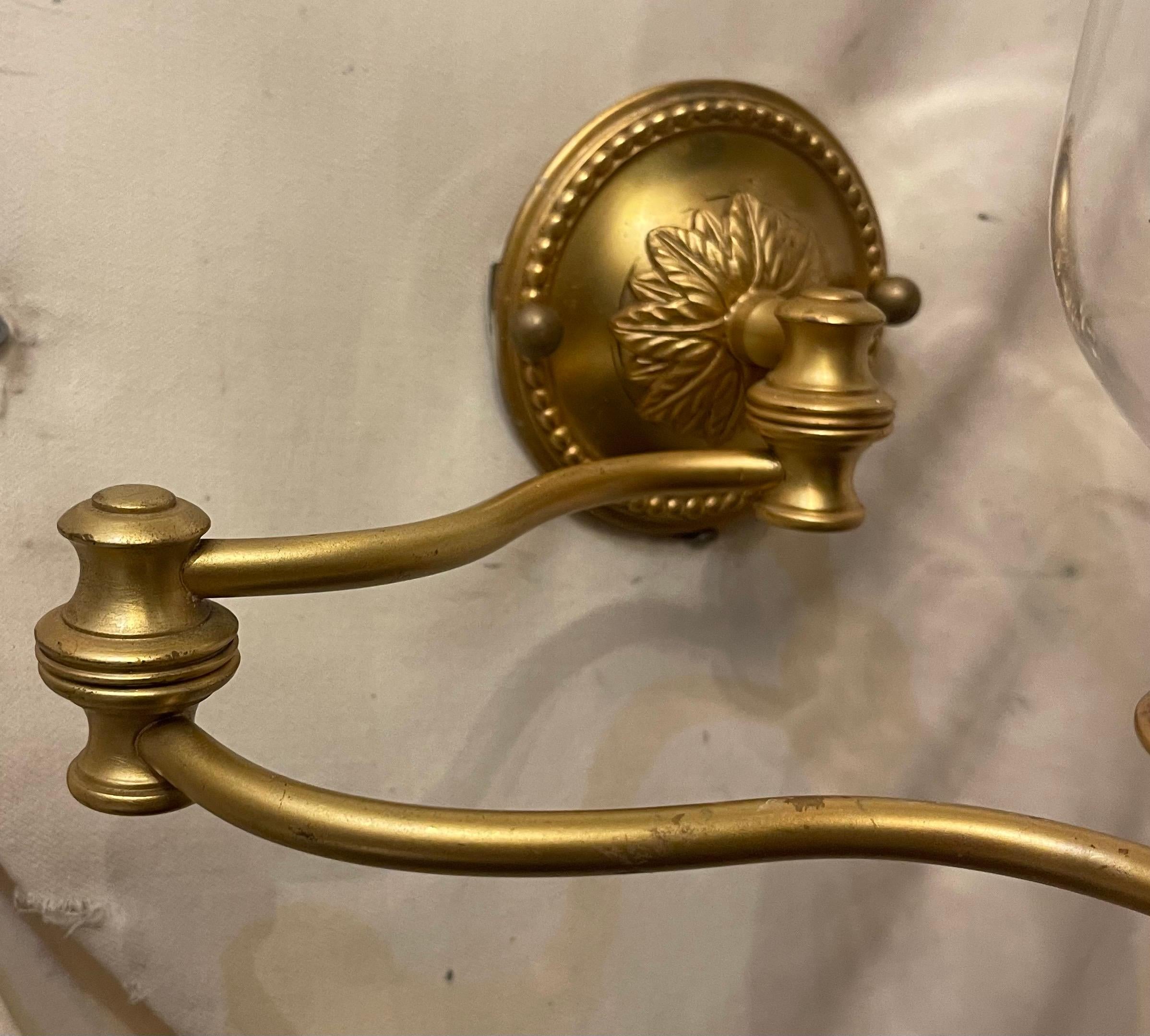 Wonderful Baguès Vaughan Empire Bronze Swing Arm Hurricane Sconce Wall Lamp For Sale 2