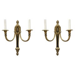 Wonderful Pair French Neoclassical Empire Patina Gilt Bronze Filigree Sconces