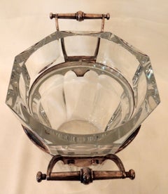 Signed Baccarat Champagne Cooler / Ice Bucket with Silvered Bronze Ormolu Handle