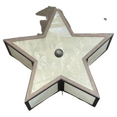 Mid-Century Modern Bronze Silver Gilt Star Glass Flush Mount Light Fixture