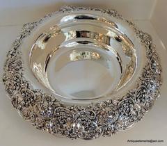 Stunning Elaborate Gorham Pierced Sterling Large Silver Presentation Bowl