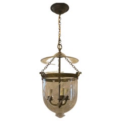 Used Fine Regency Vaughan Designs English Bronze Bell Jar Blown Glass Lantern Fixture