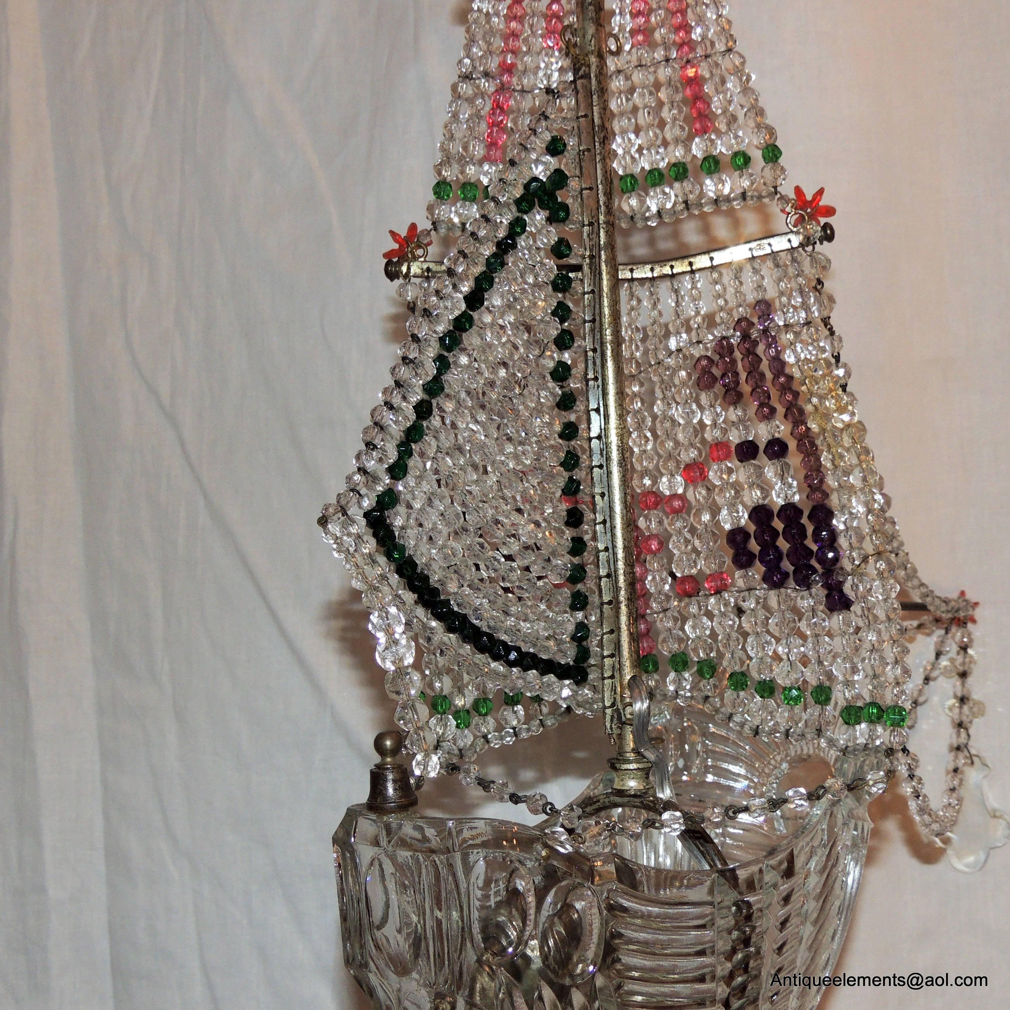 Enchanting Italian Cut Crystal Sailboat Colorful Crystal Bead Chandelier Fixture 2