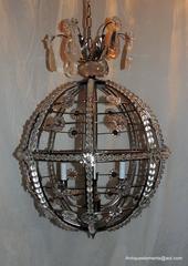 Modern Transitional Brushed Nickel Sputnik Rock Crystal Ball Chandelier Fixture
