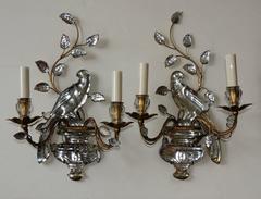 Set of Four Vintage Bagues Style Two-Arm Bird Sconces
