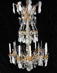 Magnificent French Dore Bronze Rock Crystal Louis XVI Fine Gilt Huge Chandelier