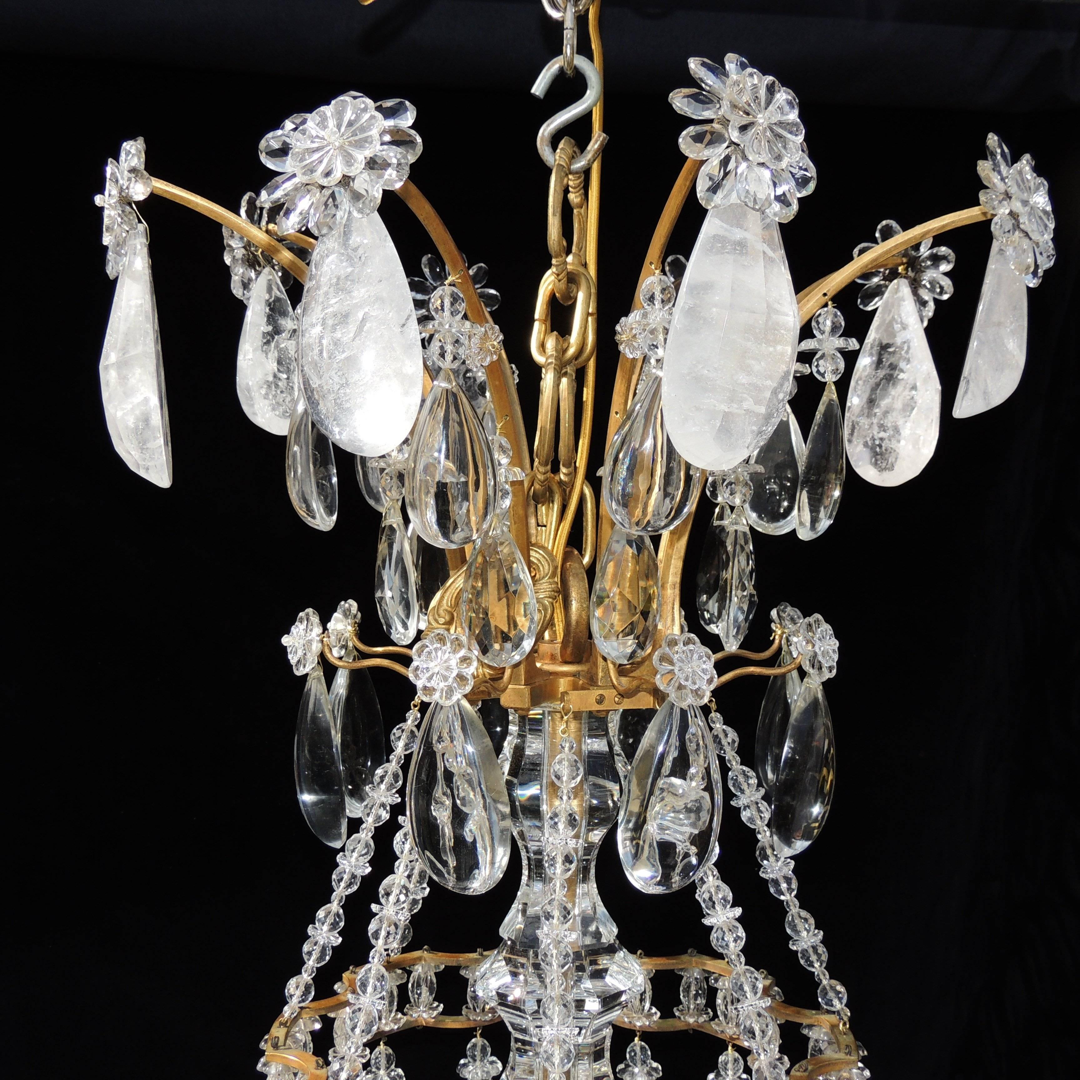 Magnificent French Dore Bronze Rock Crystal Louis XVI Fine Gilt Huge Chandelier In Good Condition For Sale In Roslyn, NY