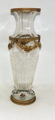 Wonderful Pair of French Bronze Ormolu-Mounted Crystal Floral and Ribbon Vases