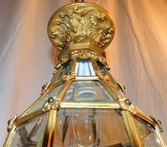 Wonderful French Dore Bronze Beveled Glass Panes Versailles Lantern Fixture