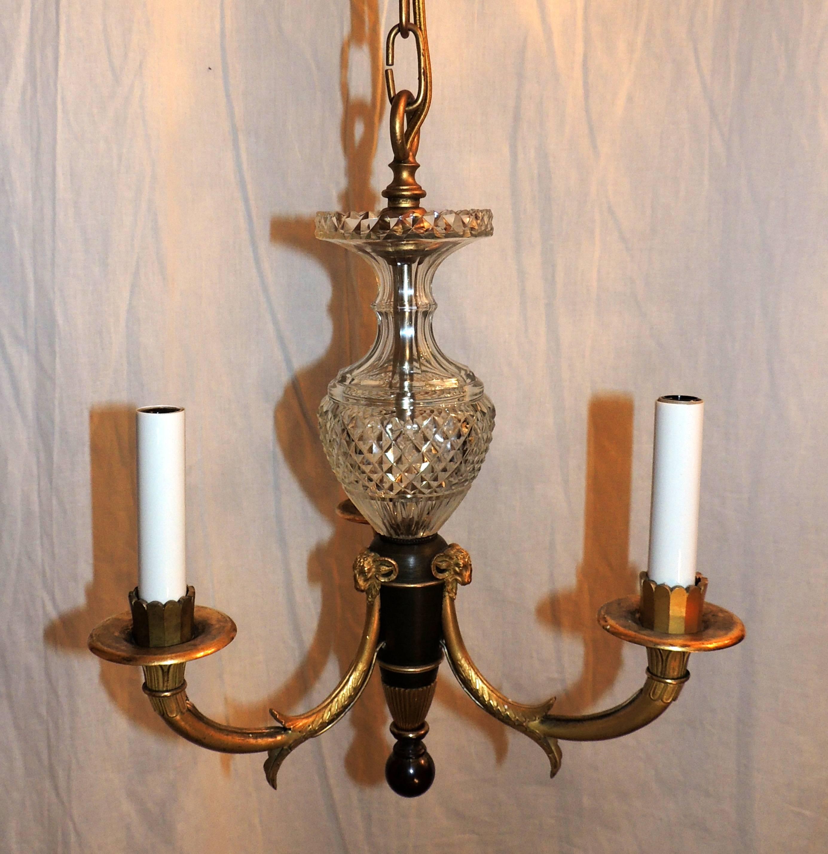 Wonderful French Empire Crystal Dore Bronze and Patina Neoclassical Chandelier 2