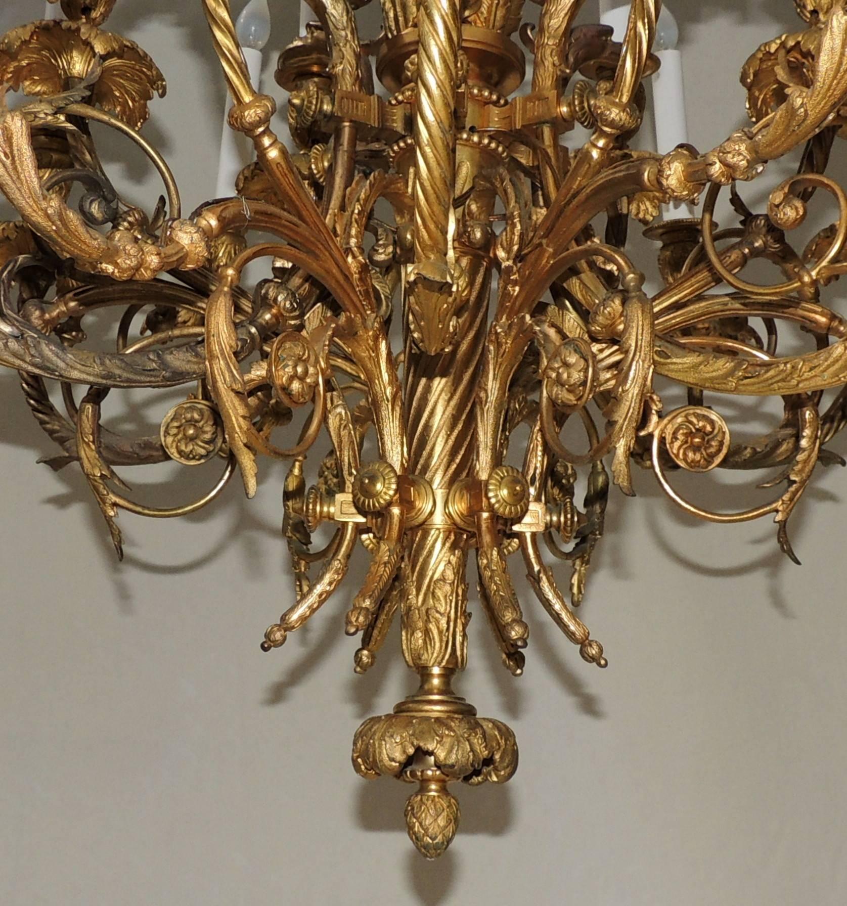 A Wonderful 19th century French doré bronze 18-light palatial neoclassical chandelier.
 