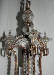 Wonderful Beaded Italian Baguès Gilt Vintage Tole Chandelier Pagoda Fixture