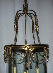 Outstanding Large French Gilt Bronze Ribbon Bow Lantern Fine Chandelier Fixture