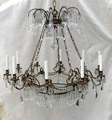 Outstanding Monumental French Gilt Bronze & Crystal Swag Neoclassical Chandelier