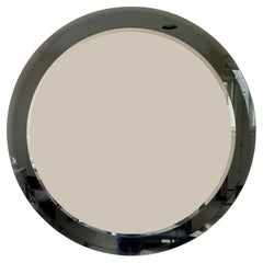 Mid Century Modern Two Tone Smoked Beveled Round Mirror Manner Lorin Marsh