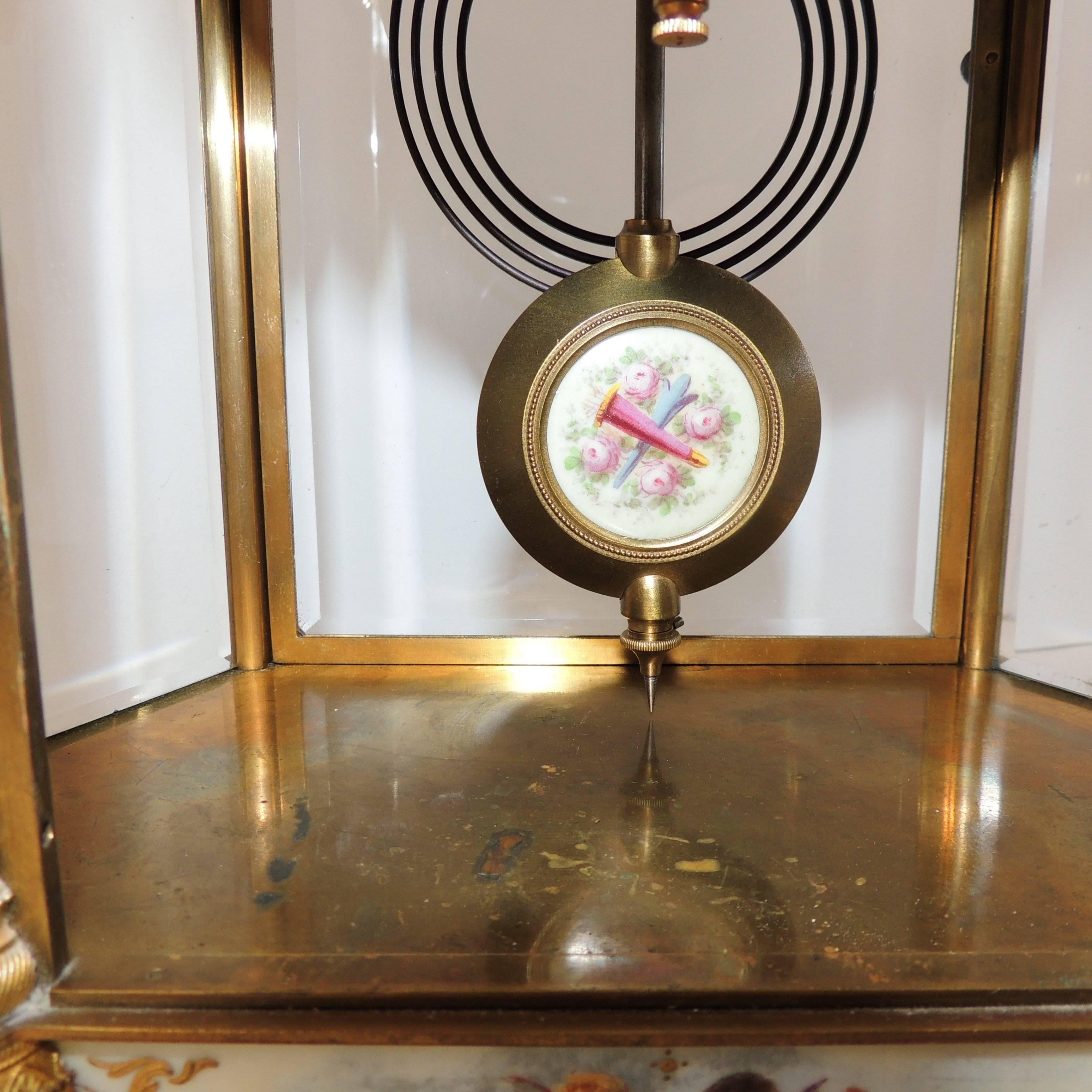 Fine French 19th Century Louis XVI Enameled Ormolu Bronze SèVres Mantle Clock 3