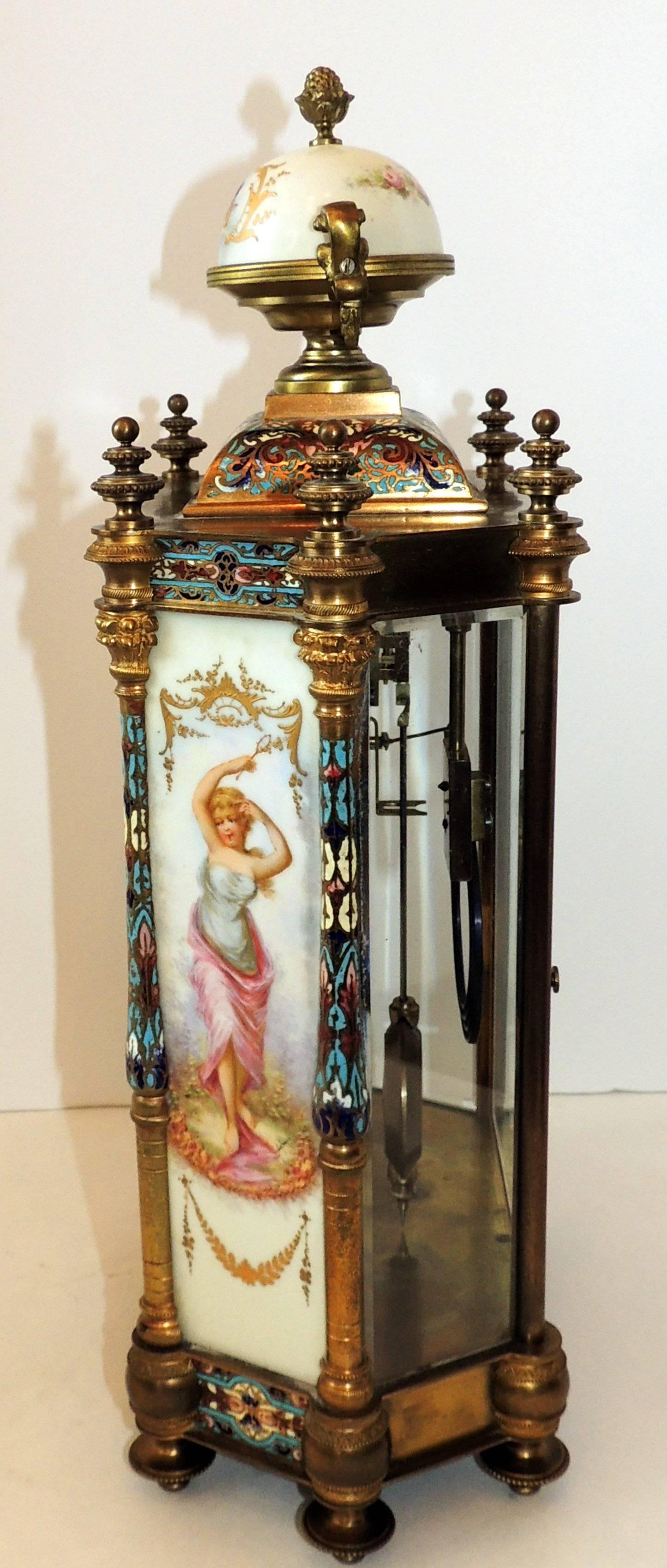 Fine French 19th Century Louis XVI Enameled Ormolu Bronze SèVres Mantle Clock 4