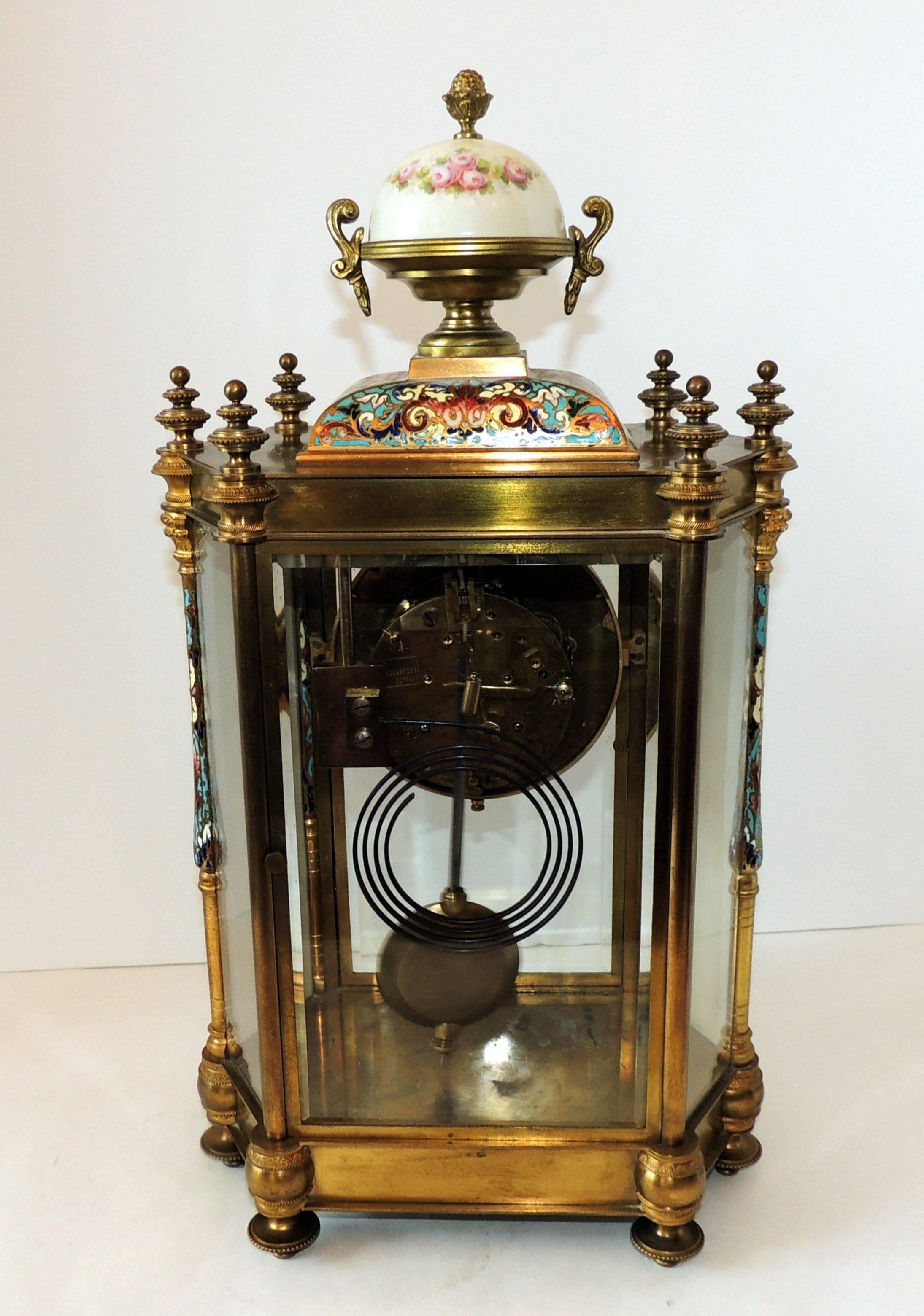 Fine French 19th Century Louis XVI Enameled Ormolu Bronze SèVres Mantle Clock 5