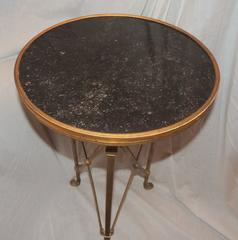 Wonderful Pair of Neoclassical French Gilt Bronze Marble Gueridon or End Tables