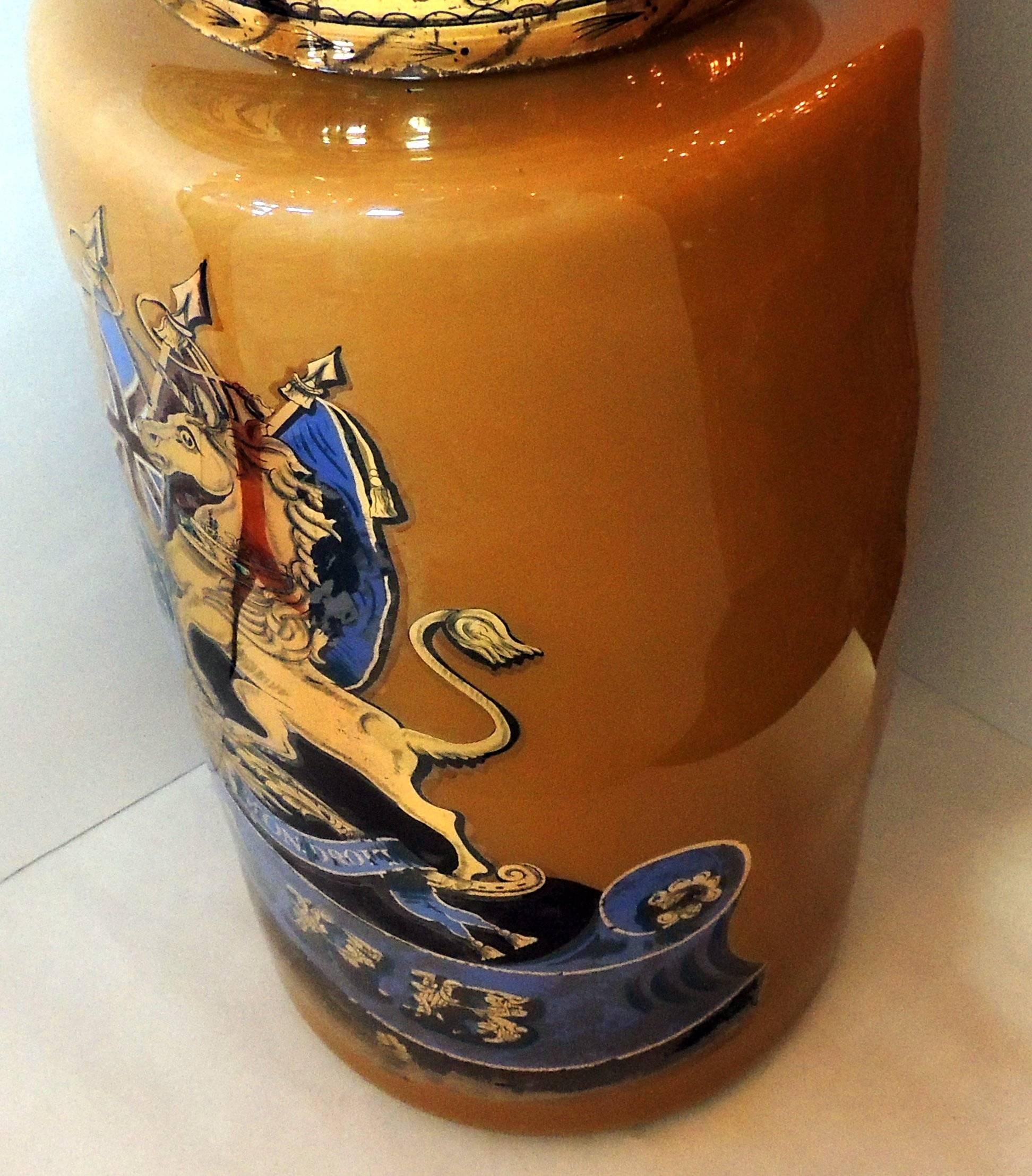Early 20th Century Wonderful Vintage Pharmacy Blown Glass Apothecary Jar Reverse Hand-Painted