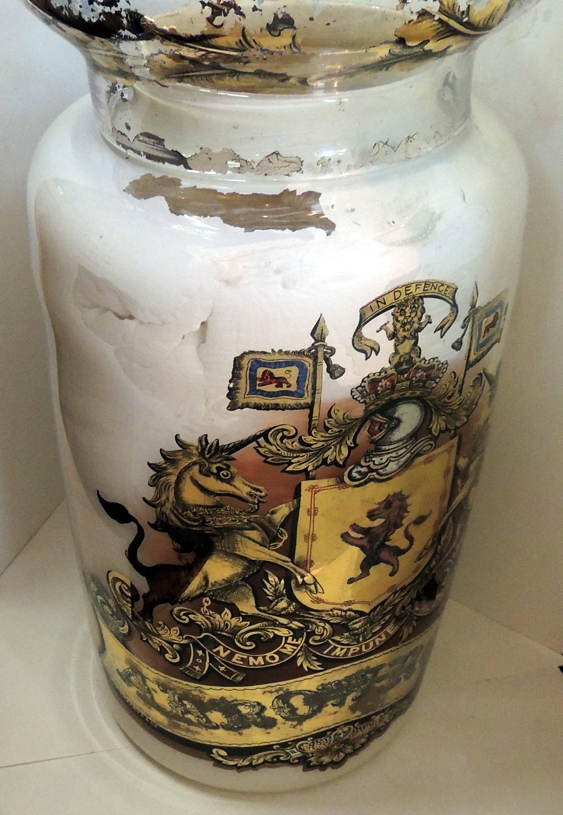 Wonderful Vintage White Pharmacy Blown Glass Apothecary Jar In Good Condition In Roslyn, NY