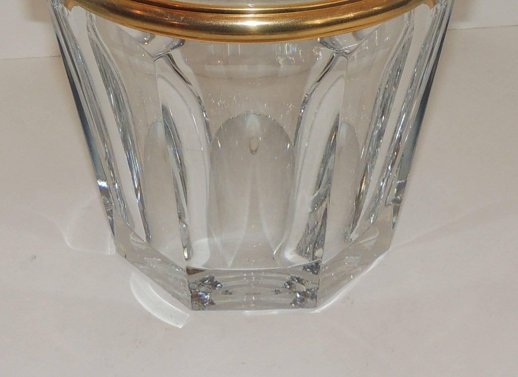 Modern Wonderful French Signed Baccarat Crystal Champagne Ice Bucket Gilt Bronze Handle