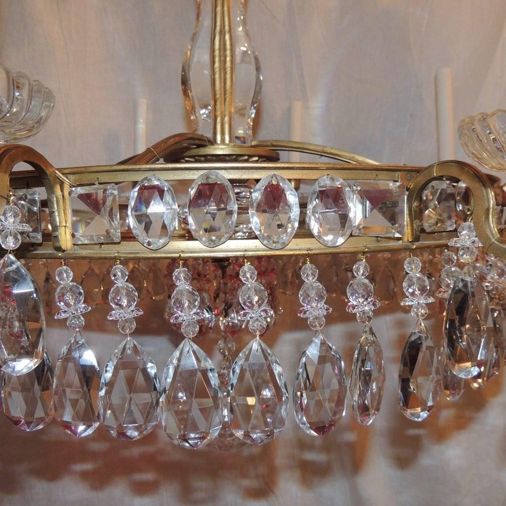 Beautiful Neoclassical 8-Light French Gilt Bronze Red Crystal Baltic Chandelier For Sale 4