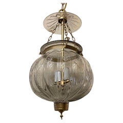 Wonderful Vaughan Pumpkin Brass Glass Bell Jar 2-Light Lantern Pendent Fixture