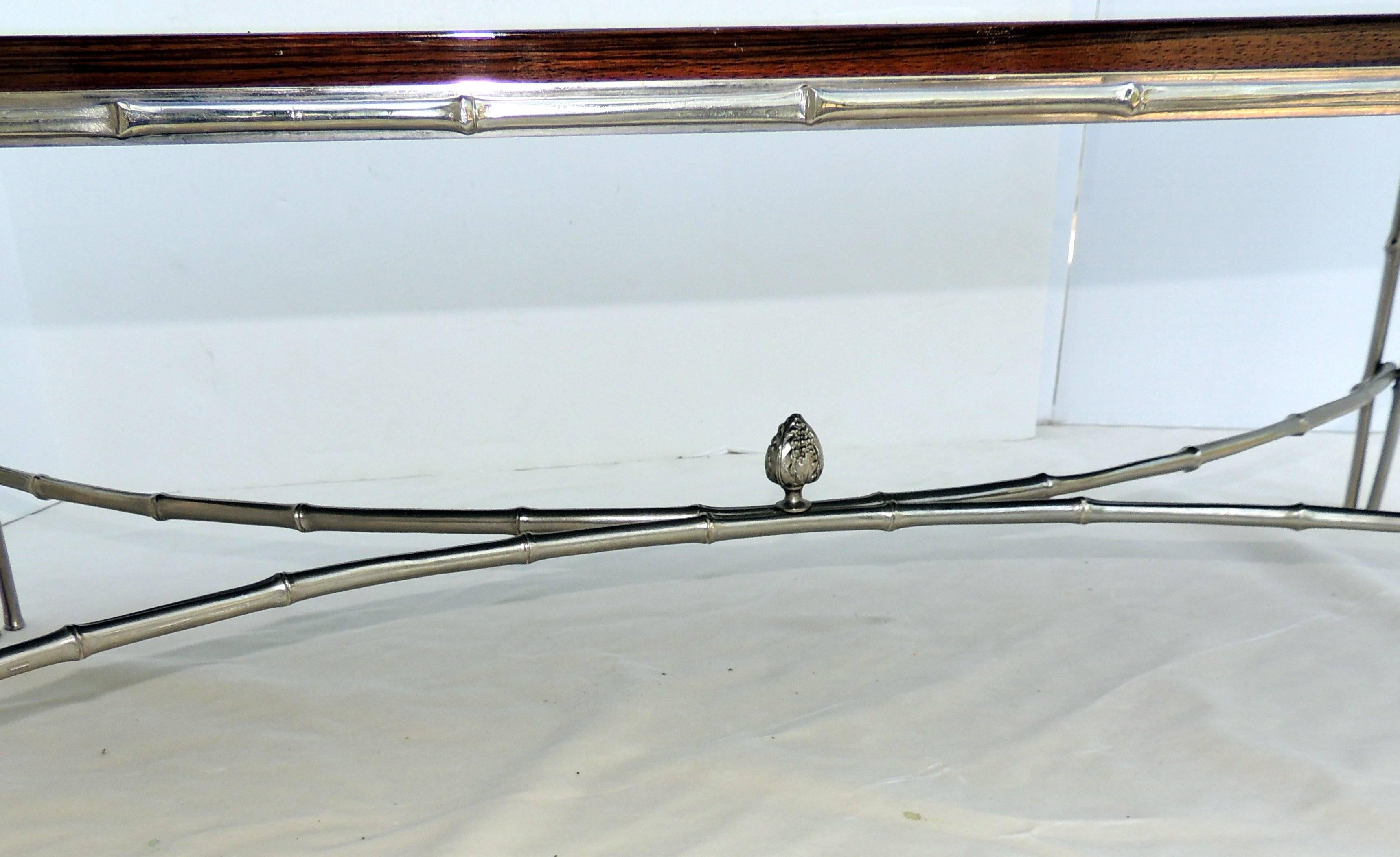 French Wonderful Nickel Makassar Ebony Jansen Bronze Bamboo Baguès Cocktail Table