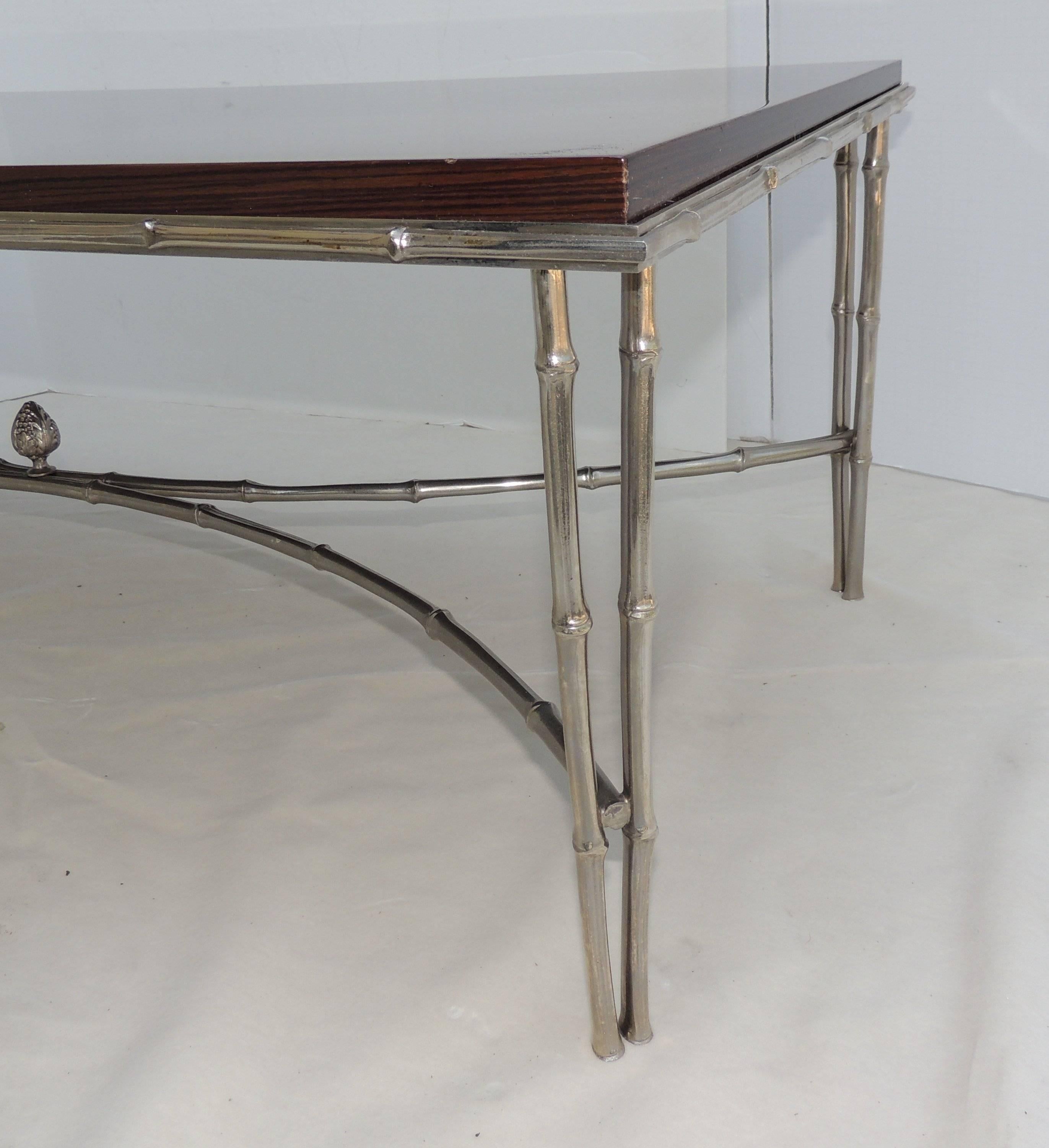 Polished Wonderful Nickel Makassar Ebony Jansen Bronze Bamboo Baguès Cocktail Table