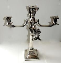 Wonderful Stately Pair English Shefield Large Column Neoclassical Candelabra