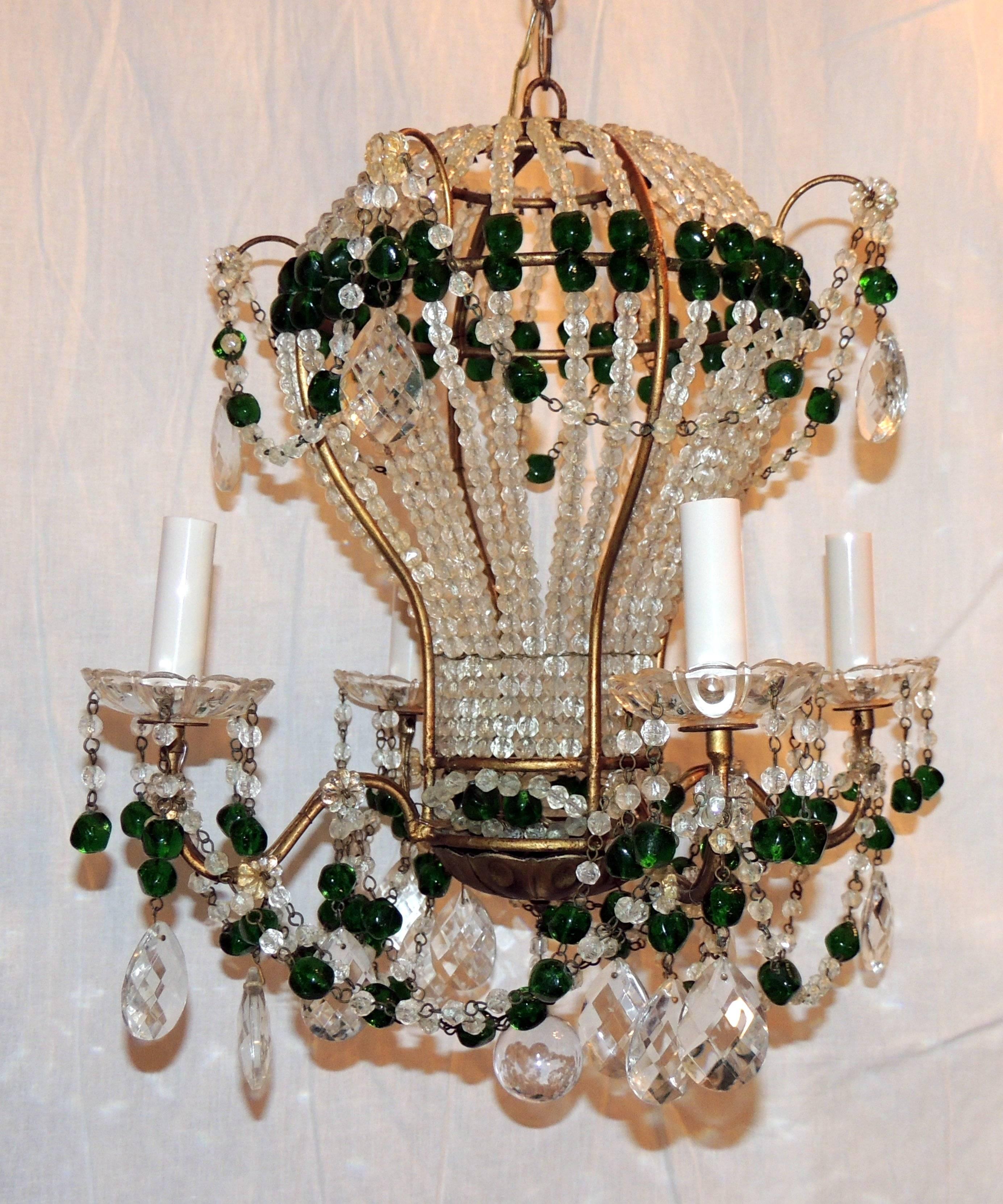 green chandeliers