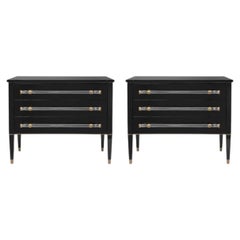 Bellissima coppia di armadietti in lucite e ottone laccati di nero, in stile Mid-Century Modern, firmati Lorin Marsh