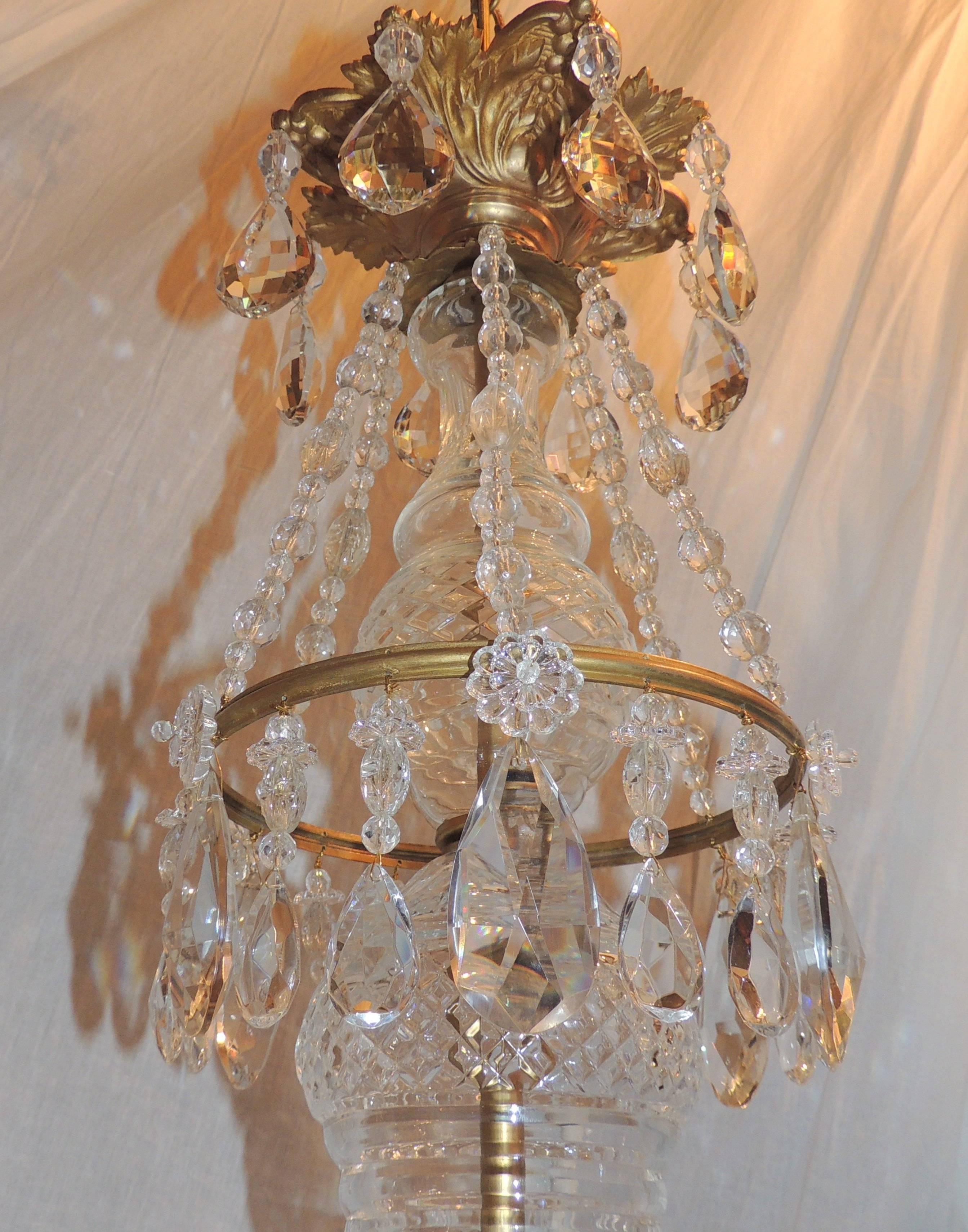 Belle Époque Wonderful French Gilt Doré Bronze Fixture Seven-Light Crystal Chandelier For Sale