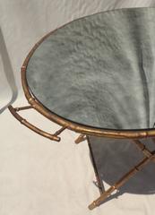 Wonderful Gilt Tole Bagues Jansen Bamboo Vintage Mirrored Tray Top Serving Table
