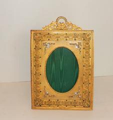 Elegant French Regency Neoclassical Gilt Ormolu Jeweled Vintage Picture Frame