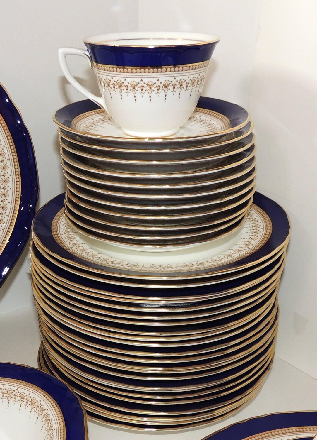 Wonderful Full Service 12 Royal Worcester Regency Royal Blue Fine China