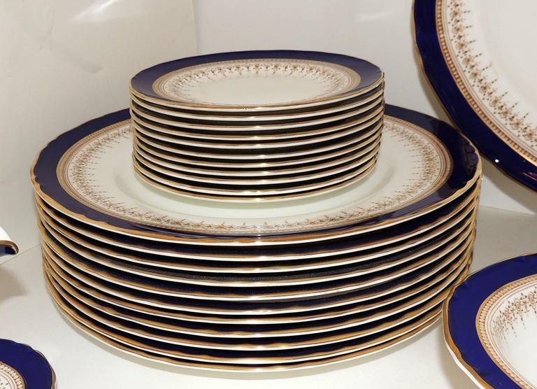 Wonderful Full Service 12 Royal Worcester Regency Royal Blue Fine
