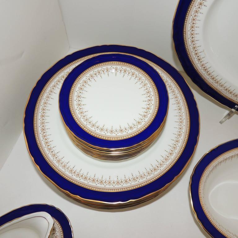 Wonderful Full Service 12 Royal Worcester Regency Royal Blue Fine