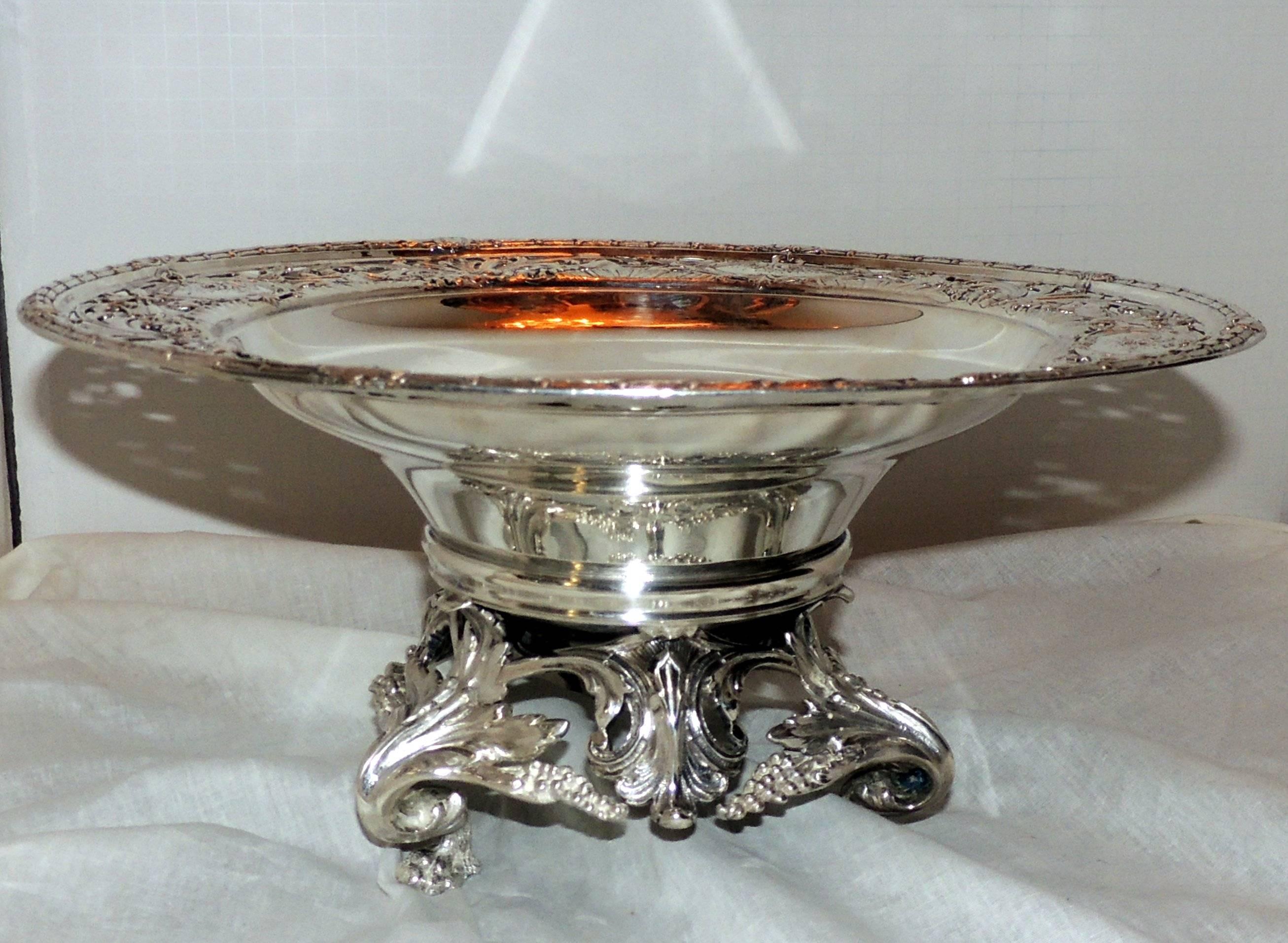 Early 20th Century Monumental Redlich & Co. Sterling Silver Footed Floral Pierced Bowl Centerpiece