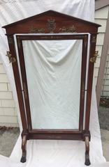 Wonderful French Regency Empire Mahogany Bronze Ormolu Cheval Dressing Mirror