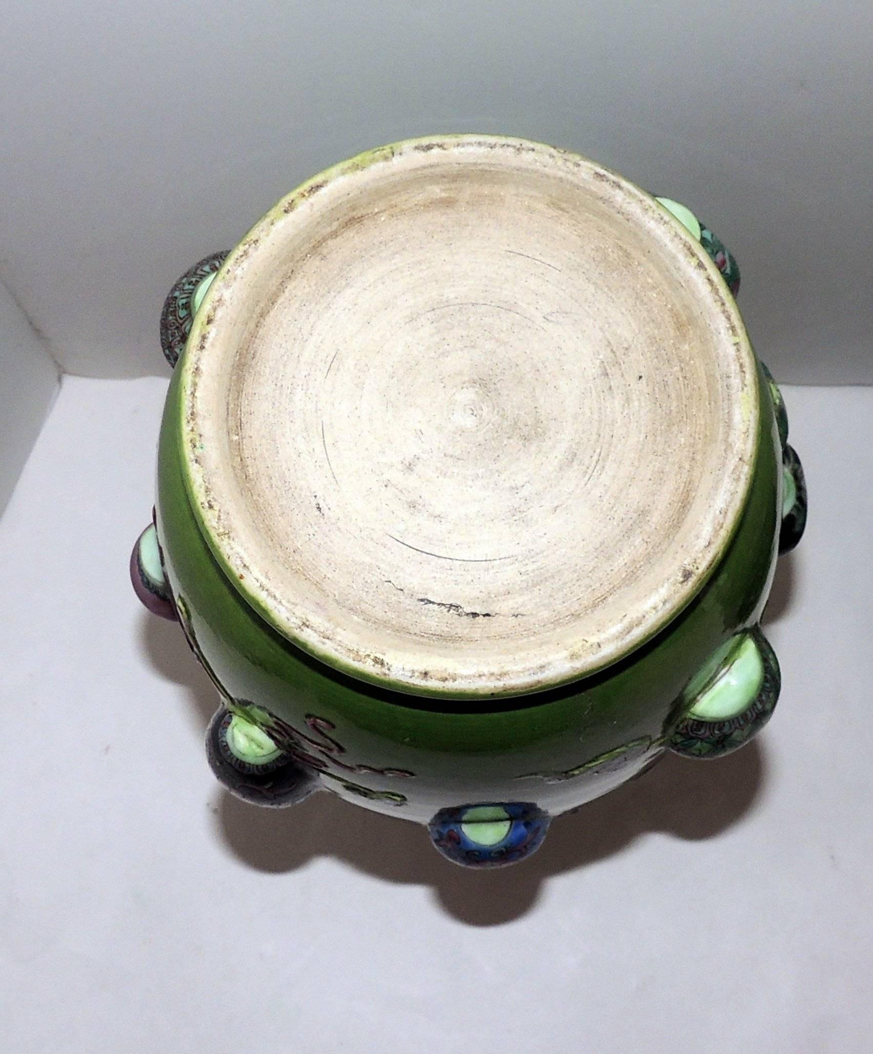 Fine Pair 19th Century Chinese Rotating Porcelain Urn Vases Famille Vert Glazed 6